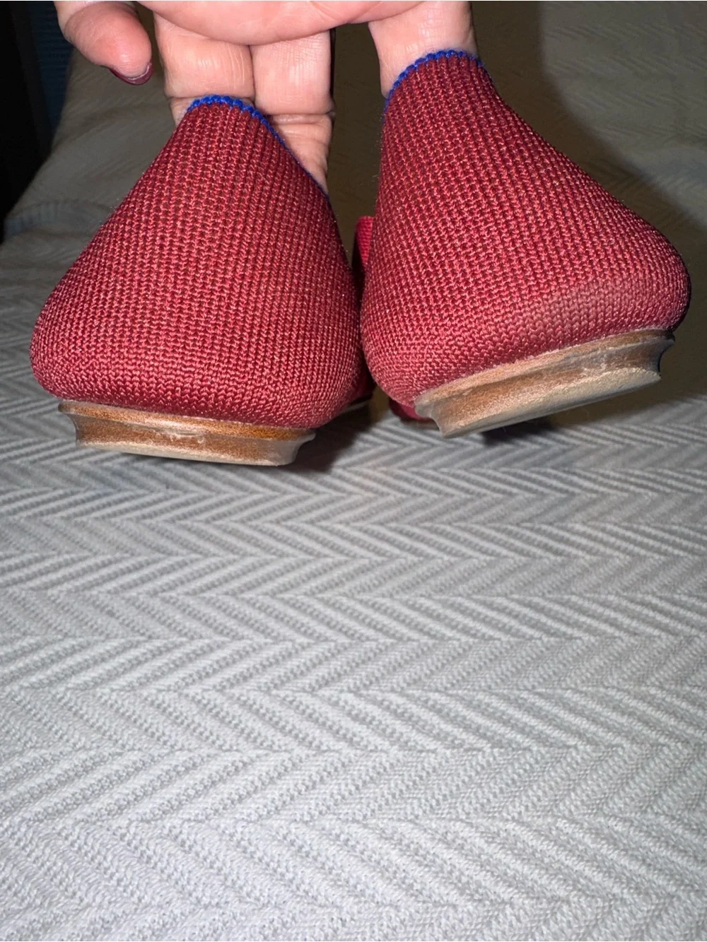 Rothy's Burgundy Pointed Bow-Detail Flats